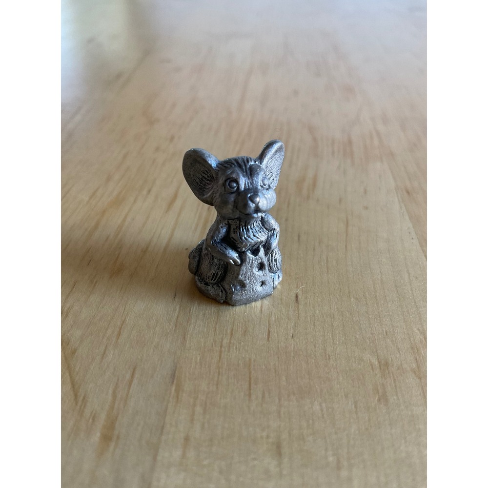 Vintage 1981 Hudson Pewter Mouse with Cheese Miniature Figurine USA 2227